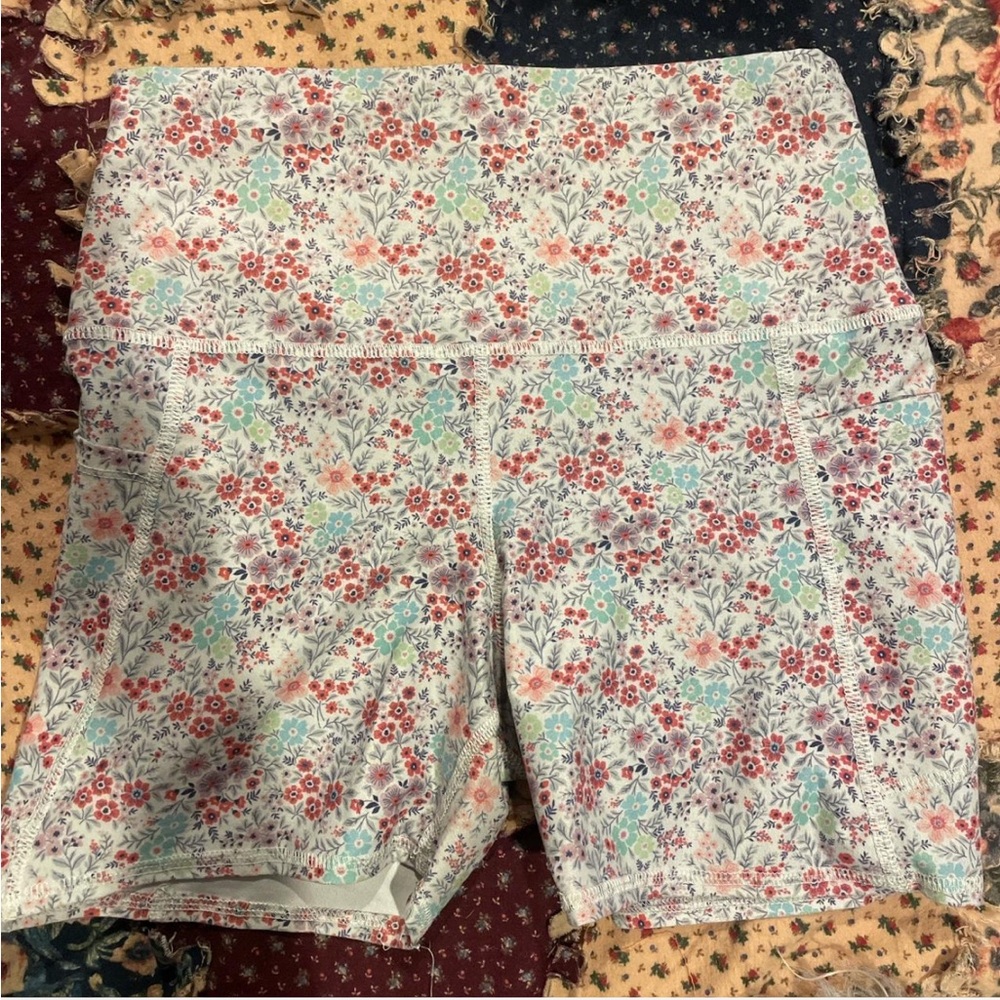 Floral High-Waisted Biker Shorts